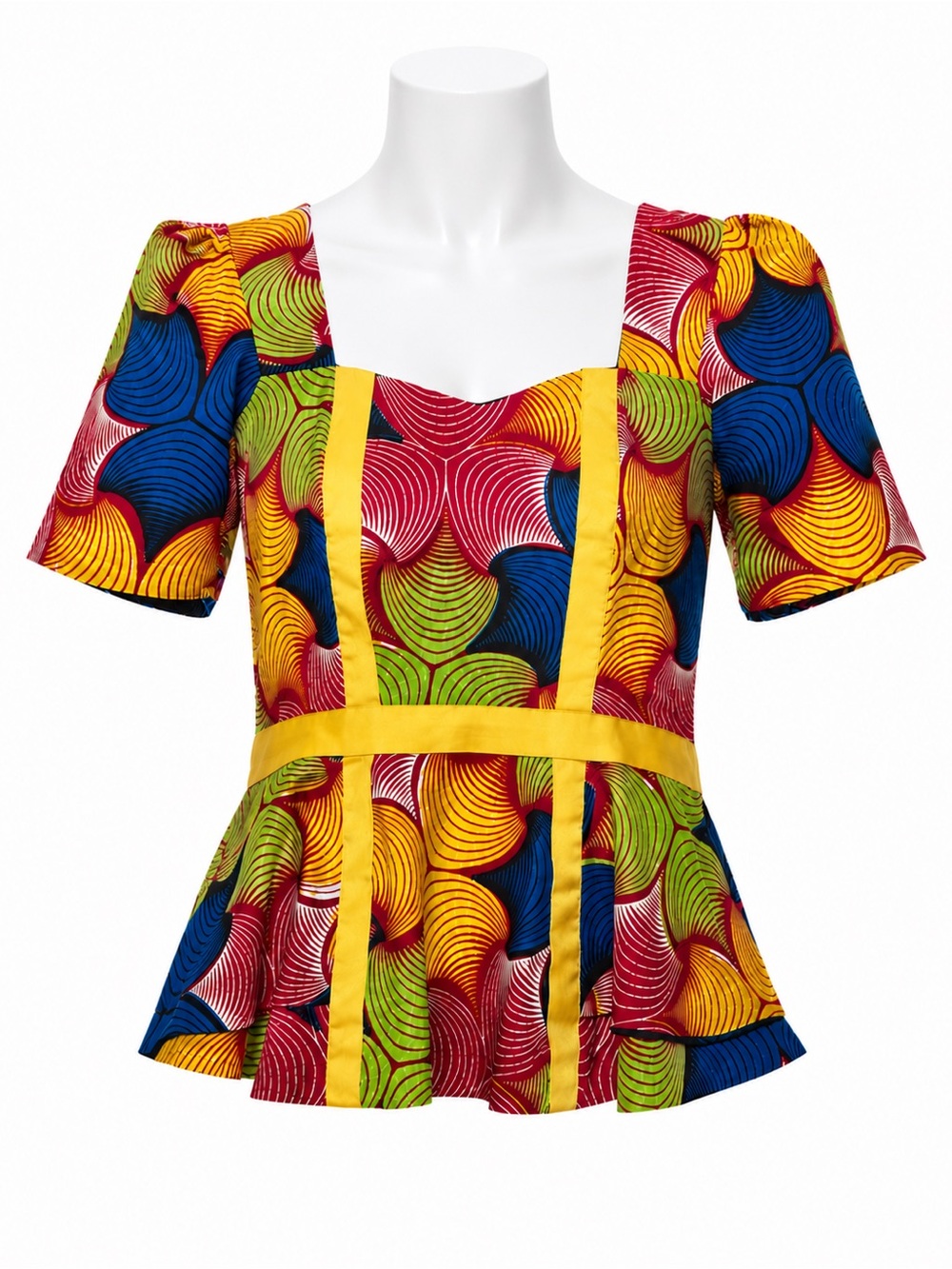 Size M Handmade African Print‎ Peplum Blouse Ankara Wax Print Top
